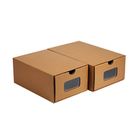 Boîte à chaussures en carton ondulé personnalisée, écologique, étanche, avec fenêtre transparente en PVC, empilable, anti-poussière, avec gaufrage
