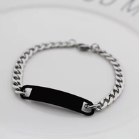 Bracelet classique en acier inoxydable Ywyougang, barre incurvée personnalisée, chaîne cubaine, chaîne de main, plaqué argent/noir pour hommes et femmes