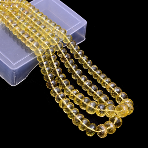 AAA + citron Quartz pierre précieuse 6mm-10mm perles Rondelle à facettes naturel jaune citron perles de pierres précieuses semi-précieuses pour la fabrication de bijoux - Product Image 4