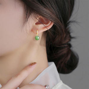 Boucles d'oreilles en jade Hetian naturel, incrustation en argent 925, style simple et tendance, bijoux pour femmes, cadeau avec certificat d'évaluation D855 - Product Image 5