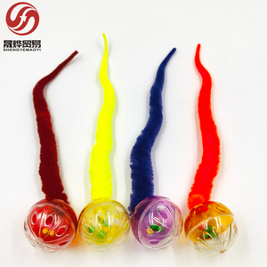 Terdengar interaktif hiburan mainan hewan peliharaan bola ulat ekor berbulu transparan bola suara membuat untuk kucing dalam ruangan hiburan - Product Image 1