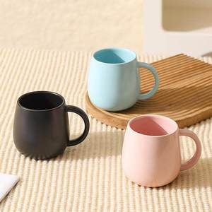 Cross-border minimalist style <b>macaron</b>-colored ceramic water cup, light luxury and high-end feel, large capacity milk and coffee - Product Image 1