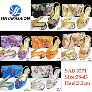 Sinya all'ingrosso arancio italiano tacco basso da donna pietre per la festa di nozze <span class=keywords><strong>scarpe</strong></span> e borse Set per le donne africane - Product Image 6