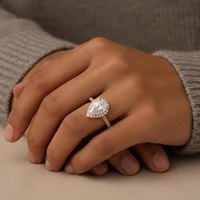 Bague de fiançailles en diamant de laboratoire taille poire 2-5 carats, double halo, or massif 14K 18K, certifiée IGI, bijoux de mariée