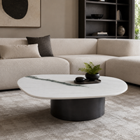 Table basse en marbre blanc Panda irrégulière de grande taille, style contemporain et luxueux, table centrale moderne pour salon et hall d'hôtel