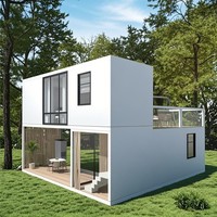 Mini maison chalet en conteneur de luxe personnalisée de 16 pieds Maison moderne mobile préfabriquée en acier léger Petite maison villa en paquet plat