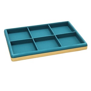 Jewelry Tray 30x20x2.5cm PU Leather 6-Compartment Display Storage Box for <b>Rings</b> Pendants Jewelry Organization - Product Image 2