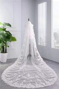 3.5m de long voiture os dentelle voile traînant filet suisse voile de mariée tempérament dentelle broderie voile de mariage - Product Image 6