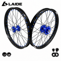 Ensemble de roues à rayons KKE Light Bee X Blue 21/18 pouces, 1.6x21 avant, 1.85x18 arrière, jantes en aluminium pour moto électrique Sur Ron Enduro