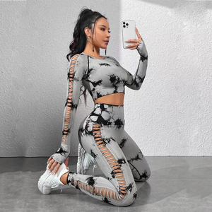 ชุดโยคะฟิตเนสแบบ 2 ชิ้น เสื้อชั้นในและเลกกิ้งแบบโปร่ง ระบายอากาศได้ดี สำหรับผู้หญิง รุ่น 2026 พร้อมโลโก้ปรับแต่งฟรี - Product Image 1