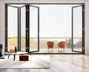 Irect-puerta plegable de vidrio templado, aislamiento acústico con marco de aluminio