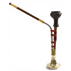 Vedela Naturals Cachimba Clásica Vintage de Latón Recto con Acabado Lacado Espejo, Enchufe Japonés, Manguera de Madera, Cabeza de Cachimba para Bar, Shisha - Product Image 1