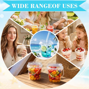Gobelets personnalisés à emporter de 32 oz pour fruits, grands gobelets en plastique PP, 1000 gobelets pour thé au lait Boba, bière, avec poignée - Product Image 5