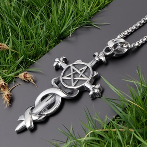 Five Pointed Star Sword Pendant For Men Stainless Steel <b>Cross</b> Necklace SP509 Gift Jewelry - Product Image 1