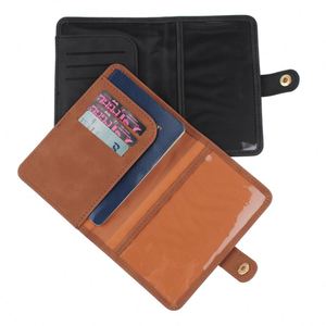 Custom Logo PU Leather Business Style <b>Passport</b> Booklet <b>Holder</b> Personalized Travel & Corporate Card Case With Clip Button Closure - Product Image 2