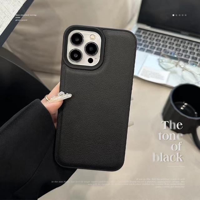 Custom Business Premium Lychee Grain Leather Texture Phone Case Slim Shockproof TPU Pebbled Cover for iPhone 16 15 Pro Max