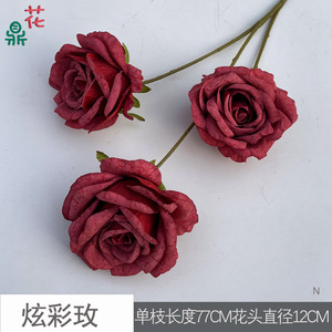 Fleurs artificielles en soie, roses réalistes, décorations murales florales pour mariage, rondes, modernes, fabriquées en Chine - Product Image 5