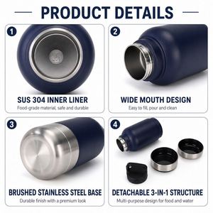 Comedero Portátil de Acero Inoxidable de 32oz con Logotipo Personalizado, Tazón de Viaje para Mascotas, Botella de Agua 3 en 1 Desmontable con Tapa y Aislamiento para Perros - Product Image 3