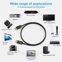 Câble HDMI Optique en Fibre pour Usine, 8K/60Hz UHD 48Gbps Haute Vitesse, Longueur 10M/50M/100M, Câble HDMI 2.1 pour TV et Projecteur