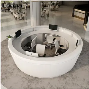 Aangepaste Moderne Witte Solid Surface Kassier Teller Winkelcentrum Kantoor Ronde Balies