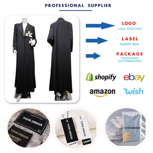 <span class=keywords><strong>Abaya</strong></span> ouverte modeste MQ272 pour femmes, robe musulmane avec décoration florale 3D, vêtements islamiques, robe Dubai noire - Product Image 3
