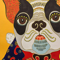 Chien chanceux peinture décorative or-tracé de bon augure entrée Art salon canapé intérieur peinture décorative