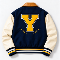 Blouson universitaire personnalisé OEM, corps en laine, manches en cuir, broderie de numéros et de lettres, logo, commande en gros, blouson de lycée, usine
