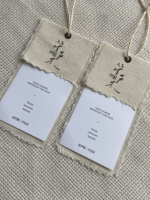 Étiquettes personnalisées pour vêtements avec cordon en coton blanc et attache à tête de balle, ensemble deux-en-un pour marques de vêtements