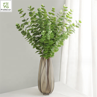 Feuilles d'eucalyptus artificielles au toucher réel, haute qualité, 3 branches, plante pour la décoration de la maison