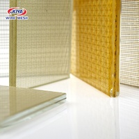 Paravent de séparation de bureau en verre laminé décoratif avec treillis métallique en aluminium et maille tissée en cuivre pour la décoration intérieure