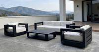 Muebles de Jardín de Lujo, Sofá de Aluminio para Exteriores, Conjunto de Sofá y Mesa de Centro para Patio