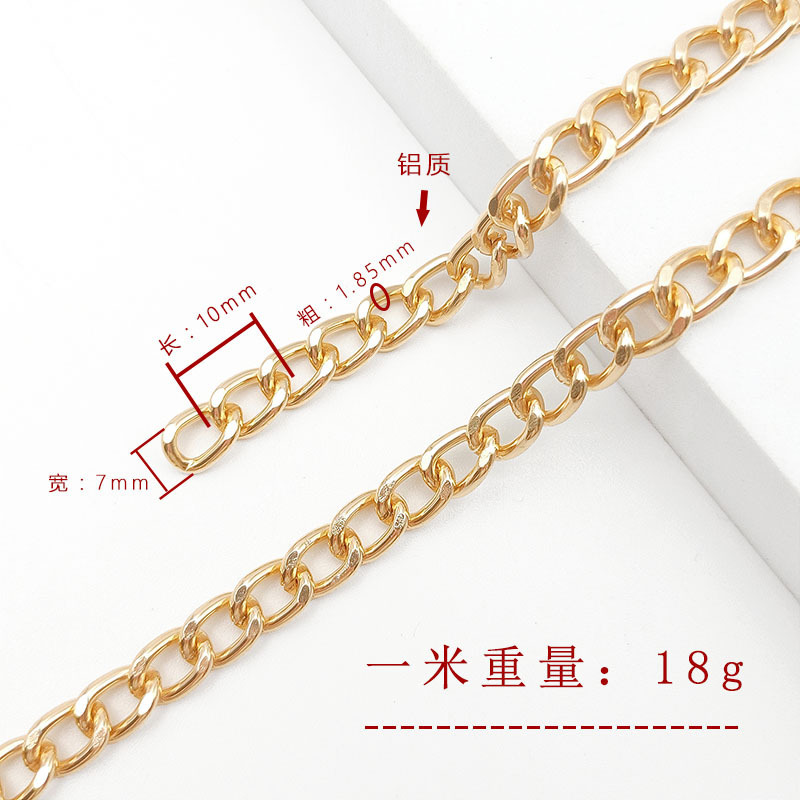 JM1.85-001 Gold 1.85x7x10mm Brushed Aluminum Chain (1 meter)