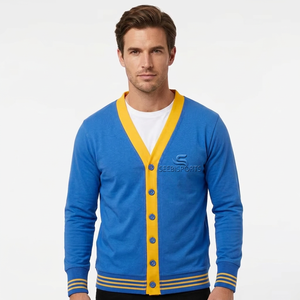Custom V Neck Sorority Fraternity Kapa Alpha Psi School University Knitted <b>Cardigan</b> Chenille Embroidery Logo Double Men's - Product Image 1