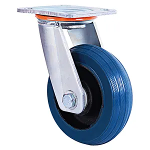 Rubber wheels 4 5 6 8 Inch Rubber castor super heavy duty iron core steel swivel casters for Airport trolley