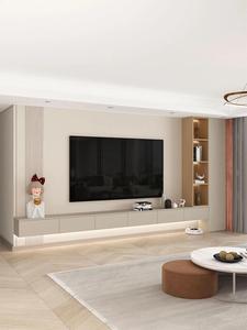 Modern Minimalist Floating <strong>TV</strong> Stand with Storage Drawers, Integrated Living Room Media Console with LED Lighting <strong>Cabinet</strong> <strong>Wood</strong> - Product Image 1