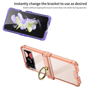 Soporte de anillo de silicona Funda transparente para Samsung Galaxy Z Flip 3 4 5 5G Flip3 <span class=keywords><strong>Flip4</strong></span> Bisagra Protección todo incluido Flip5 Funda de lujo - Product Image 4