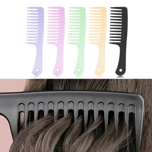 Ücretsiz örnek özel logo sıcak satış toksik olmayan plastik saç tarağı kadınlar için uzun kıl fırça geniş diş anti-statik saç tarak