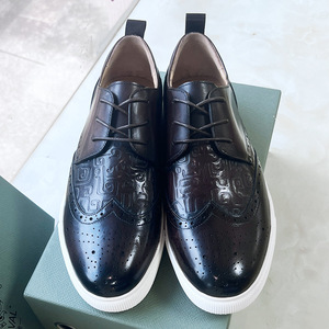 Chaussures en cuir pour hommes à lacets, bout rond, dessus en cuir de vache, semelle extérieure en caoutchouc, respirantes, toutes saisons, chaussures bateau - Product Image 1
