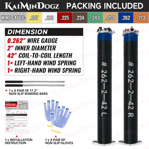 High Precision Electrophoresis Pair of 0.262X2"X42"" <b>Garage</b> <b>Door</b> Torsion Springs Set Non-Slip Winding Bars Gloves - Product Image 2