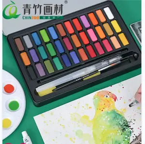 Artist's Watercolor Paint Set 48 Half Pans in Assorted Colors for Painting on Paper and Canvas