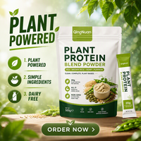 Poudre de mélange de protéines végétales en marque blanche OEM, sachet stick, protéines de pois, riz, chanvre, graines de courge, usine de protéines
