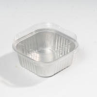 Emballage de restauration personnalisé jetable recyclable or lisse conteneur en papier d'aluminium boîtes à déjeuner couvercle d'aliments pour animaux de compagnie pour la restauration