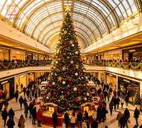 Sapin de Noël artificiel de 3 m pré-éclairé à LED, pour extérieur, commercial, en PE, 2350 pointes, ignifuge, pliable, LED multicolores