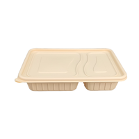 Conteneur alimentaire jetable biodégradable, vaisselle, boîte en amidon de maïs 350/500/650/750/850/1000/1250 ml, compatible micro-ondes et congélateur