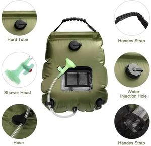 Sac de douche chauffant 20L portable 5 gallons, chauffe-eau solaire, autres équipements de plage, de natation, de randonnée et de camping - Product Image 3