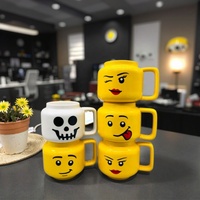 Mug en céramique personnalisé, visage souriant, mug à café amusant jaune, dessin animé, expression mignonne, cadeau pour enfants, compatible lave-vaisselle, micro-ondes, sans danger pour les aliments
