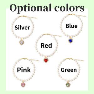 Premium Acryl-Herz Haustier-Halsband mit Schnallenverschluss Prinzessinnen-Stil Perlenkette Kristallanhänger Umweltfreundlich für Katzen Hunde Alle - Product Image 2