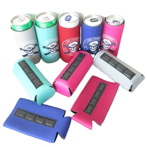 Wholesale Custom 330ml Neoprene Foam Can Cooler Folded With/without Magnet for Beer Slim Can Insulated Holder - Product Image 3