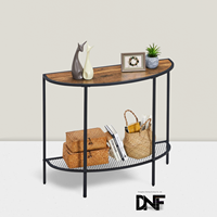 Console d'entrée étroite DNF 2 niveaux, style Mid-Century Modern, en métal et MDF, 36,22 P x 11,8 L x 31,5 H, assemblage facile, finition Noyer foncé