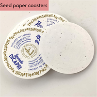 Sous-verres biodégradables personnalisés en papier grainé fait main, imprimés, plantables avec des fleurs sauvages, pour événements écologiques, bars, cafés et restaurants